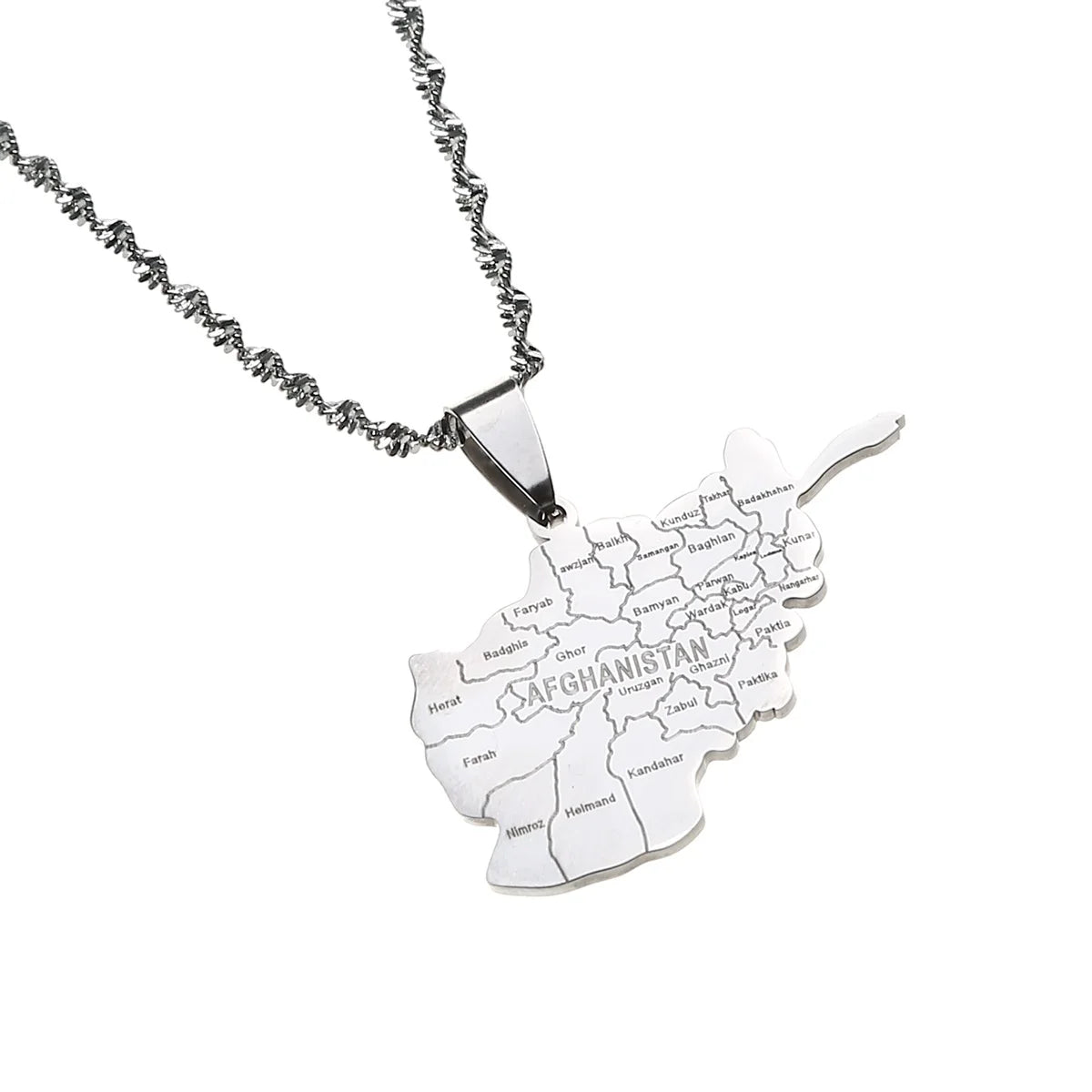 Afghanistan Map With Cities Name Pendant Necklaces for Women Gold Color Afghan Maps Jewelry