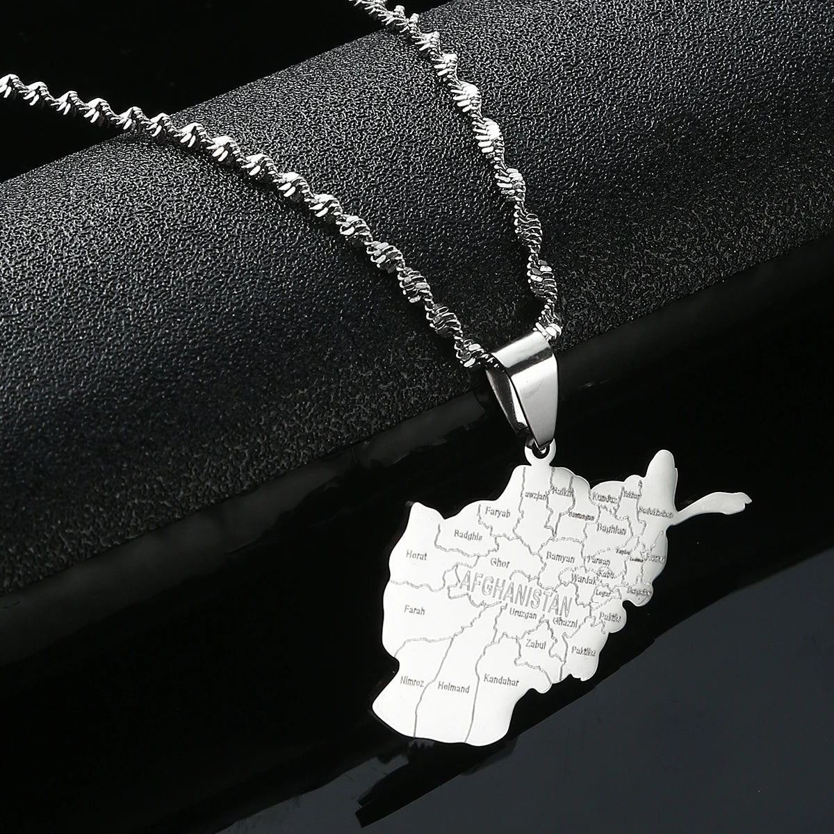 Afghanistan Map With Cities Name Pendant Necklaces for Women Gold Color Afghan Maps Jewelry