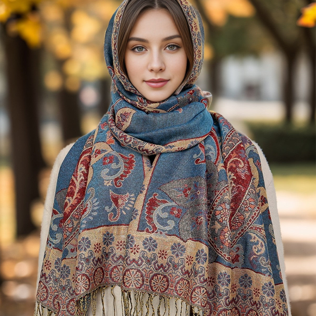 Best Seller In Europe And America Popular Ethnic Style Cashew Pattern Tassel Scarf