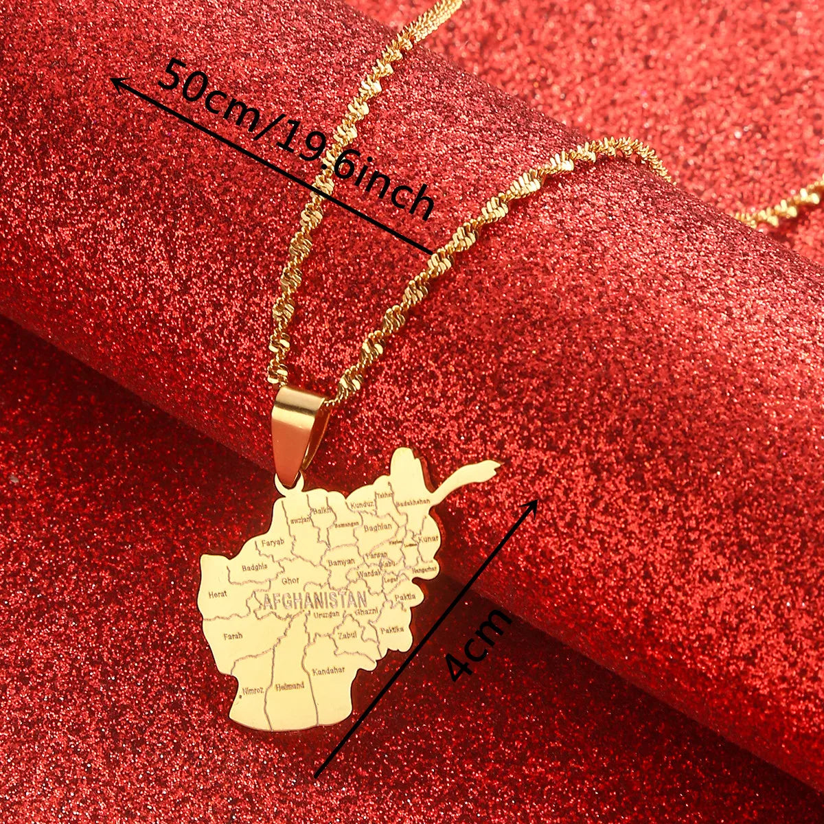 Afghanistan Map With Cities Name Pendant Necklaces for Women Gold Color Afghan Maps Jewelry
